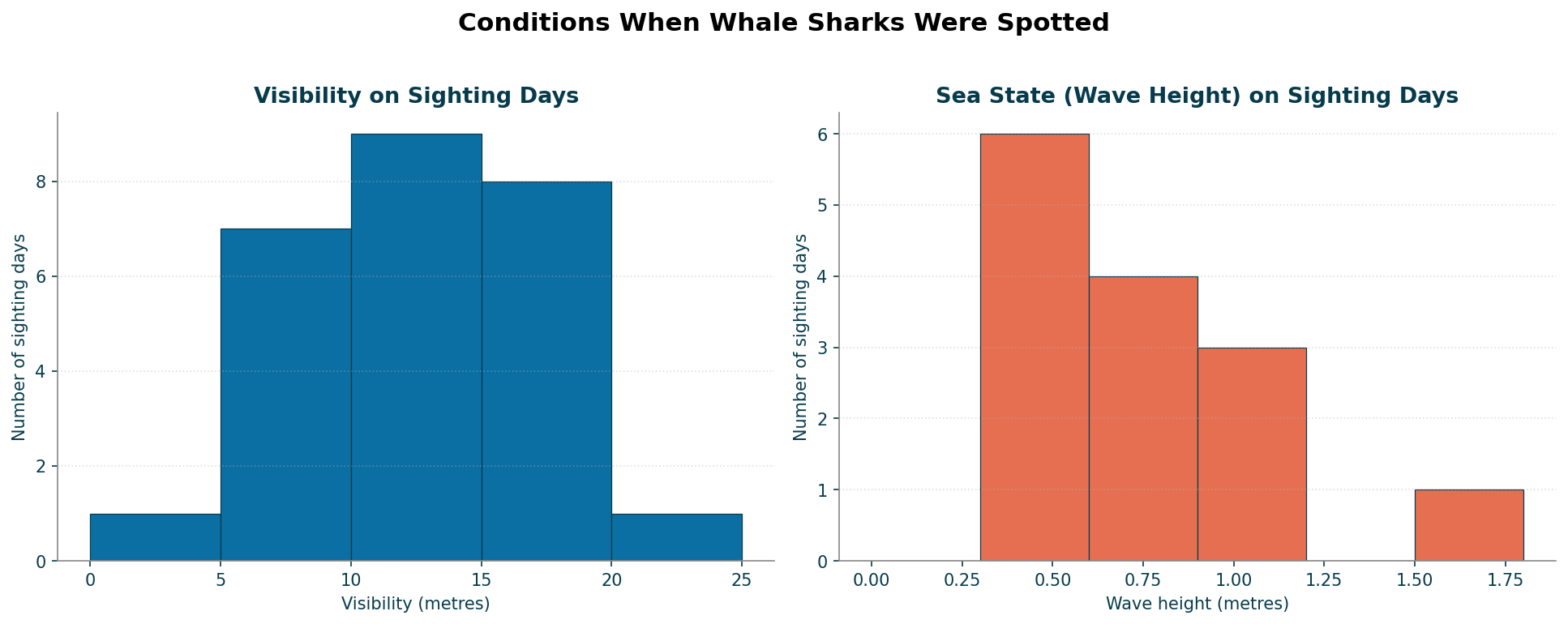 Visibility and sea state when whale sharks were spotted